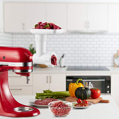 Food Grinder Attachments for Kitchenaid Stand Mixers include 2pcs Sausage Stuffer Tubes and Grinding Plates Accessories, Durable Meat Processor Attachment for Kitchenaid Mixers