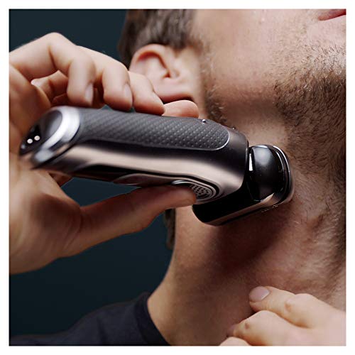 Braun Electric Razor for Men, Series 9 9390cc, Precision Beard Trimmer, Rechargeable, Cordless, Wet & Dry Foil Shaver, Clean & Charge Station & Leather Travel Case, Silver