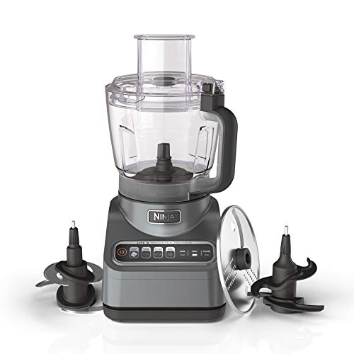 Ninja BN601 Procesador de alimentos Professional, 1000 vatios máximos, 4 funciones para cortar, rebanar, purés y masa con 72 oz. Cuenco procesador, 3 cuchillas, conducto de alimentos y empujador,
