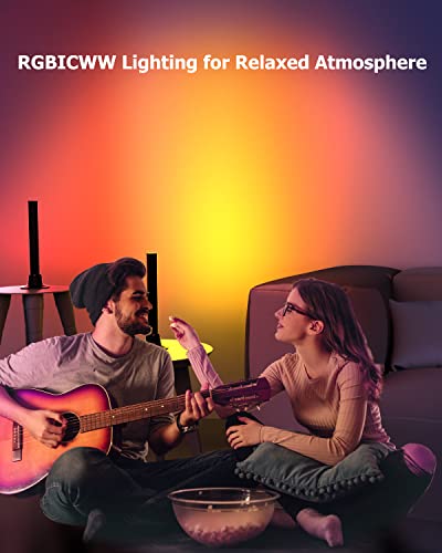 Smart LED Light Bar, Juylux RGBICWW Gaming Lights Ambient Lighting, Bluetooth TV Backlights LED Play Light Bars with Music Sync, Rainbow Flow Effect, USB Ambiance Light for PC, TV, Room Decor(2Pcs)