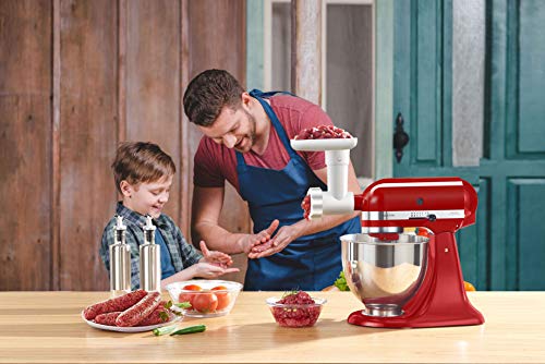 Food Grinder Attachments for Kitchenaid Stand Mixers include 2pcs Sausage Stuffer Tubes and Grinding Plates Accessories, Durable Meat Processor Attachment for Kitchenaid Mixers