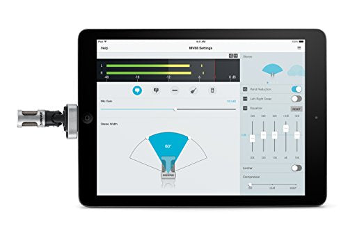 Shure MV88 Portable iOS Microphone for iPhone/iPad/iPod via Lightning Connector, Professional-Quality Sound, Digital Stereo Condenser Mic for Vloggers, Filmmakers, Music Makers and Journalists