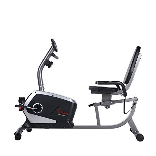 Bicicleta Fija Sunny Health & Fitness reclinable y magnética con monitor de frecuencia