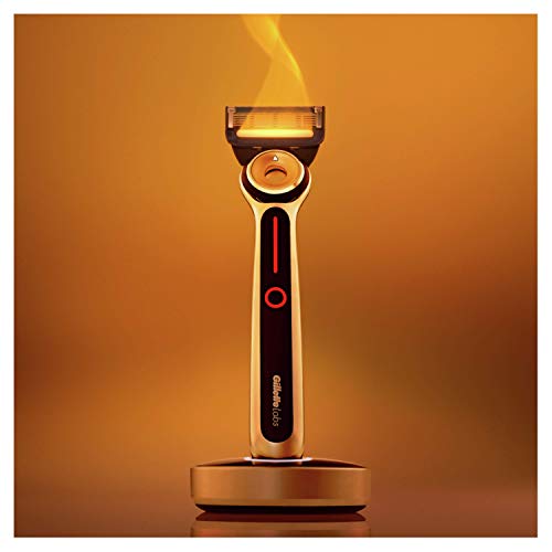 Gillette Heated Razor for Men, Deluxe Starter Shave Kit by GilletteLabs, 1 Handle, 2 Razor Blade Refills, 1 Charging Dock, Gifts for Men