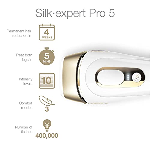 Braun IPL Hair Removal for Women, Silk Expert Pro 5 PL5137 with Venus Swirl Razor, FDA Cleared, Permanent Reduction in Hair Regrowth for Body & Face, Corded