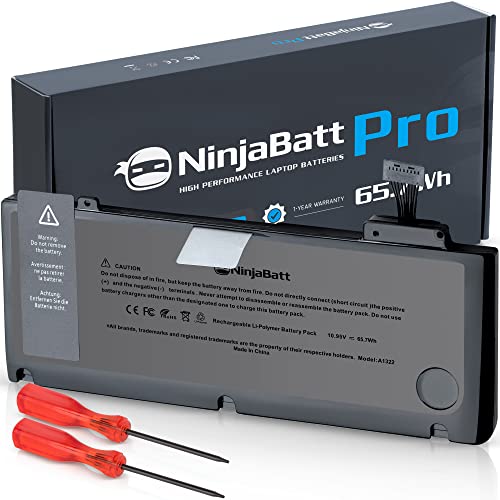 NinjaBatt Battery A1278 A1322 for Apple MacBook Pro 13" [Mid 2012 2010 2009 Early 2011 Late 2011] - High Performance [65.7Wh/10.95v]