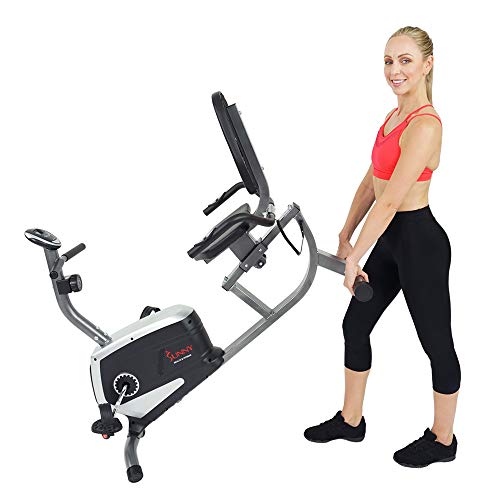Bicicleta Fija Sunny Health & Fitness reclinable y magnética con monitor de frecuencia
