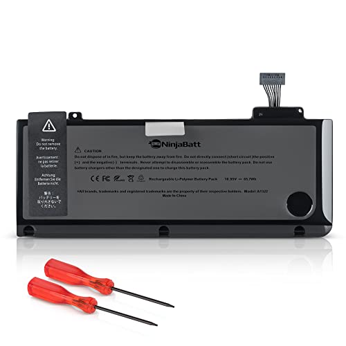 NinjaBatt Battery A1278 A1322 for Apple MacBook Pro 13" [Mid 2012 2010 2009 Early 2011 Late 2011] - High Performance [65.7Wh/10.95v]