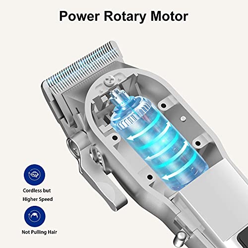 Ufree Hair Clippers for Men + T-Blade Trimmer Kit, Professional Hair Cutting Kit Beard Trimmer Barbers Clippers for Men Women Kids Clipper Set Cordless & LED Display (Silver)