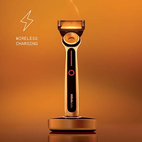Gillette Heated Razor for Men, Deluxe Starter Shave Kit by GilletteLabs, 1 Handle, 2 Razor Blade Refills, 1 Charging Dock, Gifts for Men