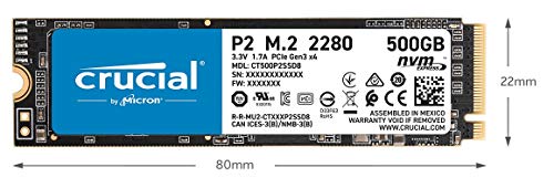 SSD Disco Sólido Crucial P2 500GB 3D NAND NVMe PCIe M.2 SSD hasta 2400MB/s - CT500P2SSD8