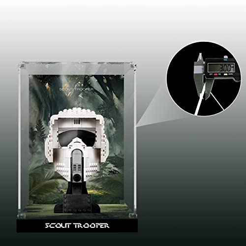 LMTIC Acrylic Display Case for Lego Scout Trooper Helmet 75305 Collectible Building Toy Display Cases for Lego 75305 Collectibles Display Box Storage,Dust-Free,Clear(Only Display Box)