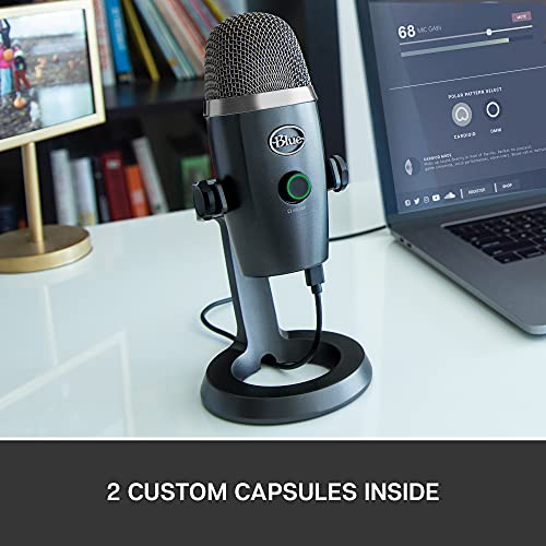 Blue Yeti Nano Premium USB Microphone for Recording, Streaming, Gaming, Podcasting on PC and Mac, Condenser Mic with Blue VO!CE Effects, Cardioid and Omni, No-Latency Monitoring - Shadow Grey
