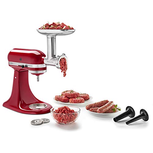 KitchenAid KSMMGA Metal Food Grinder Attachment, 2.5 lb, Silver