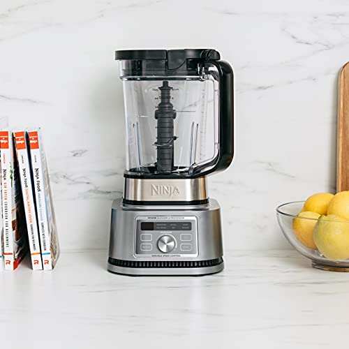 Ninja Foodi SS201 - Licuadora de potencia y procesador de alimentos 3 en 1, mezclador de masa y procesador de alimentos 1400WP smartTORQUE 6 preajustes Auto-iQ