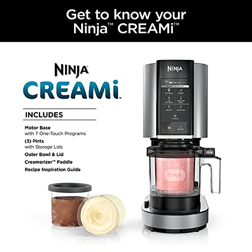 Ninja - CREAMi NC301, máquina para hacer helado, gelato, malteada, sorbetes y batidos, 7 programas de un solo toque, plateado