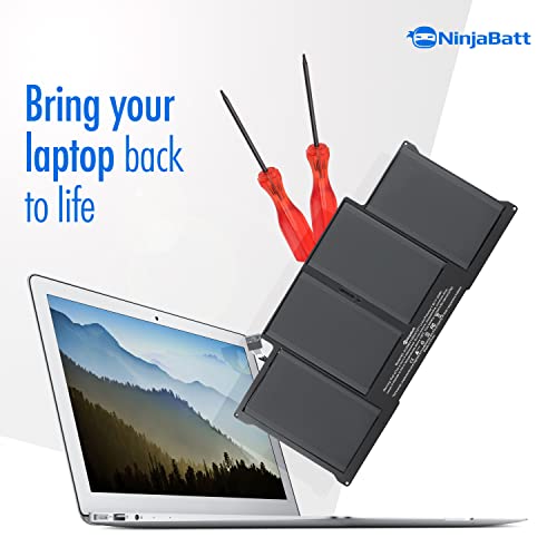 NinjaBatt Battery A1466 A1496 for Apple MacBook Air 13 Inch [2010 2011 2012 2013 2014 2015 2016 2017 Years] A1369 A1405 A1377 - High Performance [7200mAh/55Wh/7.6V]