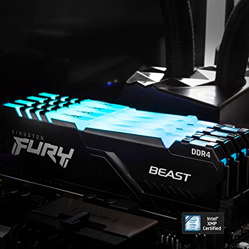 Kingston FURY Beast RGB 64GB (4x16GB) 3600MHz DDR4 CL18 Desktop Memory Kit of 4 KF436C18BBAK4/64