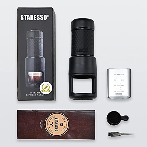 STARESSO Portable Espresso Machine - Manual Espresso with Rich & Thick Crema, Mini Coffee Maker Using Ground Coffee & Nespresso Pods, Handy Espresso Maker for Travel Camping Office Home Use