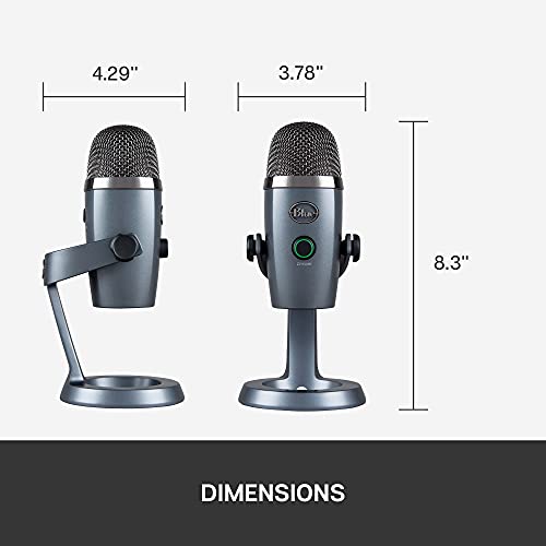 Blue Yeti Nano Premium USB Microphone for Recording, Streaming, Gaming, Podcasting on PC and Mac, Condenser Mic with Blue VO!CE Effects, Cardioid and Omni, No-Latency Monitoring - Shadow Grey