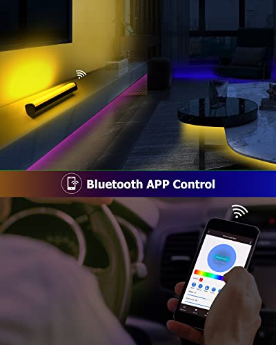Smart LED Light Bar, Juylux RGBICWW Gaming Lights Ambient Lighting, Bluetooth TV Backlights LED Play Light Bars with Music Sync, Rainbow Flow Effect, USB Ambiance Light for PC, TV, Room Decor(2Pcs)