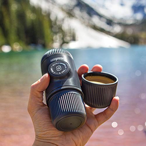WACACO Nanopresso Portable Espresso Maker, Upgrade Version of Minipresso, 18 Bar Pressure Hand Coffee Maker, Travel Gadgets, Manually Operated, Compatible with Ground Coffee, Perfect for Camping