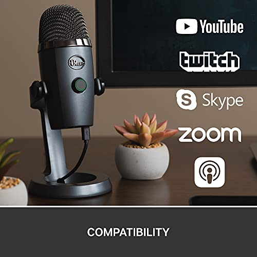 Blue Yeti Nano Premium USB Microphone for Recording, Streaming, Gaming, Podcasting on PC and Mac, Condenser Mic with Blue VO!CE Effects, Cardioid and Omni, No-Latency Monitoring - Shadow Grey
