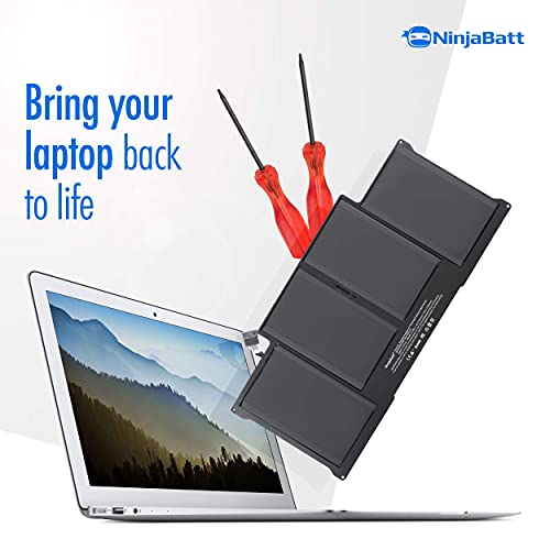 NinjaBatt Battery A1466 A1496 for Apple MacBook Air 13 Inch [2010 2011 2012 2013 2014 2015 2016 2017 Years] A1369 A1405 A1377 - High Performance [7200mAh/55Wh/7.6V]