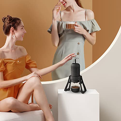 STARESSO Manual Espresso Machines, Portable Coffee Maker with Detachable Stand for Double Sharing