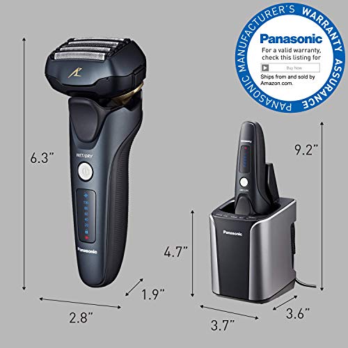 Panasonic Electric Razor for Men, Electric Shaver, ARC5 with Premium Automatic Cleaning and Charging Station, Wet Dry Shaver Men, Cordless Razor, with Pop-Up Trimmer ES-LV97-K, Black