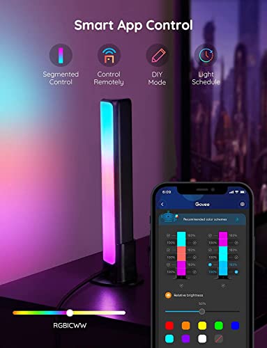 Govee Smart LED Light Bars, Work with Alexa and Google Assistant, Gaming Lights, RGBICWW WiFi TV Backlights with Scene Modes and Music Modes for Gaming, Pictures, PC, TV, Room Decoration