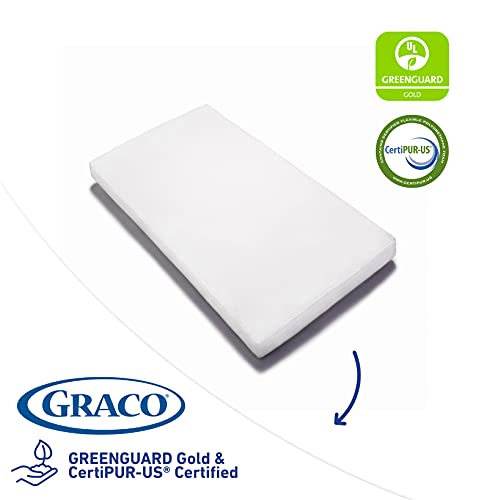Graco Premium Foam Crib & Toddler Mattress – 2021 Edition, GREENGUARD Gold and CertiPUR-US Certified, 100% Machine Washable, Breathable, Water-Resistant Cover, Ideal Firmness for Infants