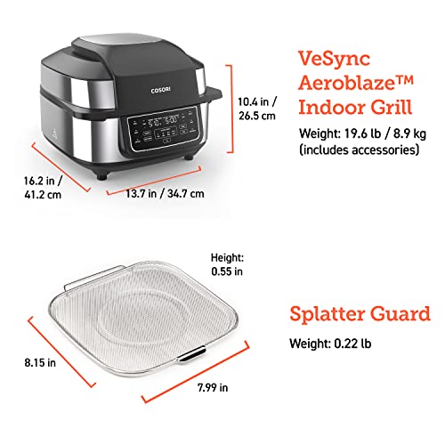 COSORI Indoor Grill & Smart XL Air Fryer Combo Aeroblaze, 8-in-1, 6QT, Grill, Broil, Roast, Bake, Crisp, Dehydrate, Preheat & Shake Remind & Keep Warm, Works with Alexa & Google Assistant, Black