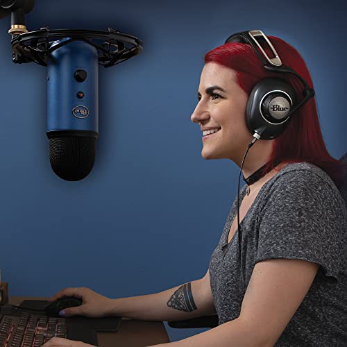 Blue Yeti USB Mic for Recording and Streaming on PC and Mac, Blue VO!CE Effects, 4 Pickup Patterns, Headphone Output and Volume Control, Adjustable Stand, Plug and Play – Midnight Blue
