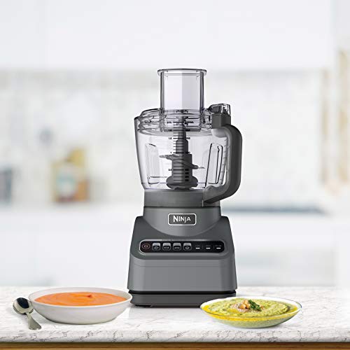 Ninja BN601 Procesador de alimentos Professional, 1000 vatios máximos, 4 funciones para cortar, rebanar, purés y masa con 72 oz. Cuenco procesador, 3 cuchillas, conducto de alimentos y empujador,