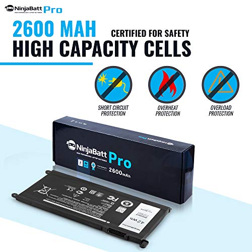 NinjaBatt Battery for Dell WDX0R P69G Inspiron 13 15 5000 7000 5570 5567 7579 5578 5568 7569 5579 5565 7573 13 7378 5378 7368 5379 5368 7375 17 5767 Y3F7Y - [42Wh/11.4v]