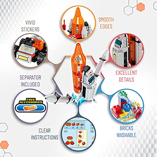 Space Exploration Shuttle Toys for 6 7 8 9 10 11 12 Year Old Boys Kids 12-in-1 STEM Aerospace Building Kit Toy with Heavy Transport Rocket and Launcher Best Gifts for 6-12 Year Old Kids (566 Pieces)