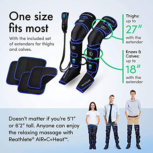 Reathlete Leg Massager, Air Compression for Circulation Calf Feet Thigh Massage, Muscle Pain Relief, Sequential Boots Device with Handheld Controller with Knee Heat Function…