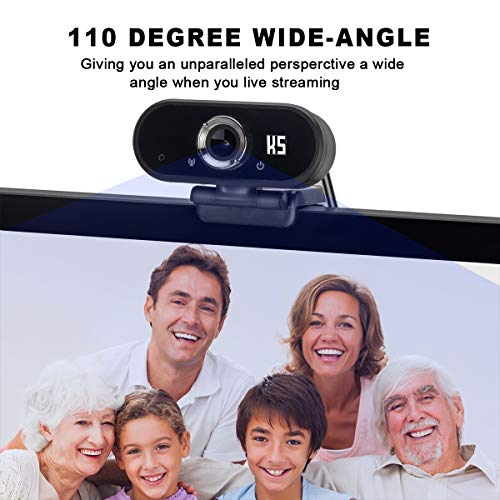 Konnek Stein Webcam with Microphone, HD 1080P Computer Camera with Tripod, Plug and Play, Streaming Webcam for Video Calling, Conferencing, Compatible with Windows 10, 8, 7, XP and Mac OSX