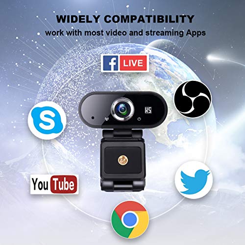 Konnek Stein Webcam with Microphone, HD 1080P Computer Camera with Tripod, Plug and Play, Streaming Webcam for Video Calling, Conferencing, Compatible with Windows 10, 8, 7, XP and Mac OSX