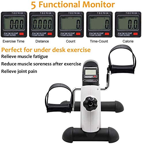 Hausse Portable Exercise Pedal Bike for Legs and Arms, Mini Exercise Peddler with LCD Display, White