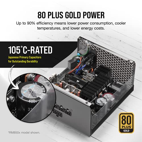 Corsair RMX Series (2021), RM750x, 750 Watt, Gold, Fully Modular Power Supply