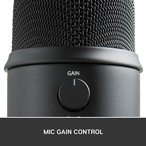 Blue Yeti USB Mic for Recording and Streaming on PC and Mac, Blue VO!CE Effects, 4 Pickup Patterns, Headphone Output and Volume Control, Mic Gain Control, Adjustable Stand, Plug and Play – Blackout