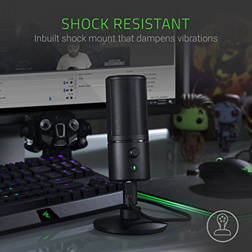 Razer Seiren X USB Streaming Microphone: Professional Grade - Built-In Shock Mount - Supercardiod Pick-Up Pattern - Anodized Aluminum - Classic Black