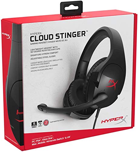HyperX Cloud Stinger – Gaming Headset, Lightweight, Comfortable Memory Foam, Swivel to Mute Noise-Cancellation Microphone, Works on PC, PS4, PS5, Xbox One, Xbox Series X|S, Nintendo Switch and Mobile
