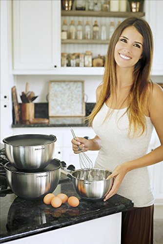PriorityChef Premium Mixing Bowls With Lids, Inner Measurement Marks and Thicker Stainless Steel 5 Pc Bowl Set, Sizes 1.5/2/3/4/5 Qt