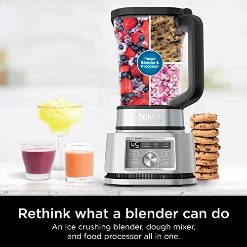 Ninja Foodi SS201 - Licuadora de potencia y procesador de alimentos 3 en 1, mezclador de masa y procesador de alimentos 1400WP smartTORQUE 6 preajustes Auto-iQ