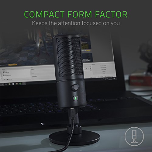 Razer Seiren X USB Streaming Microphone: Professional Grade - Built-In Shock Mount - Supercardiod Pick-Up Pattern - Anodized Aluminum - Classic Black