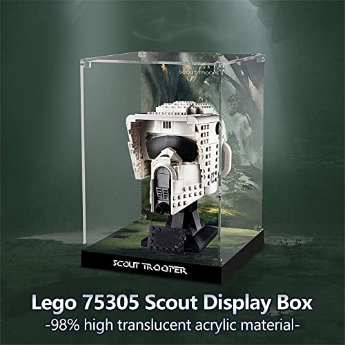 LMTIC Acrylic Display Case for Lego Scout Trooper Helmet 75305 Collectible Building Toy Display Cases for Lego 75305 Collectibles Display Box Storage,Dust-Free,Clear(Only Display Box)