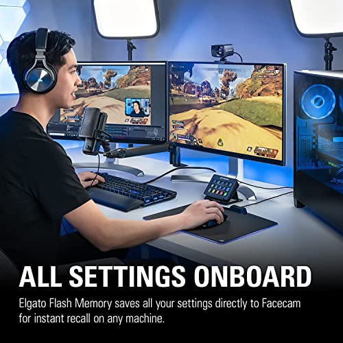Elgato Facecam - 1080p60 Full HD Webcam for Video Conferencing, Gaming, Streaming, Sony Sensor, Fixed-Focus Glass Lens, Optimized for Indoor Lighting, Onboard Memory, Works with Zoom, Teams, PC/Mac